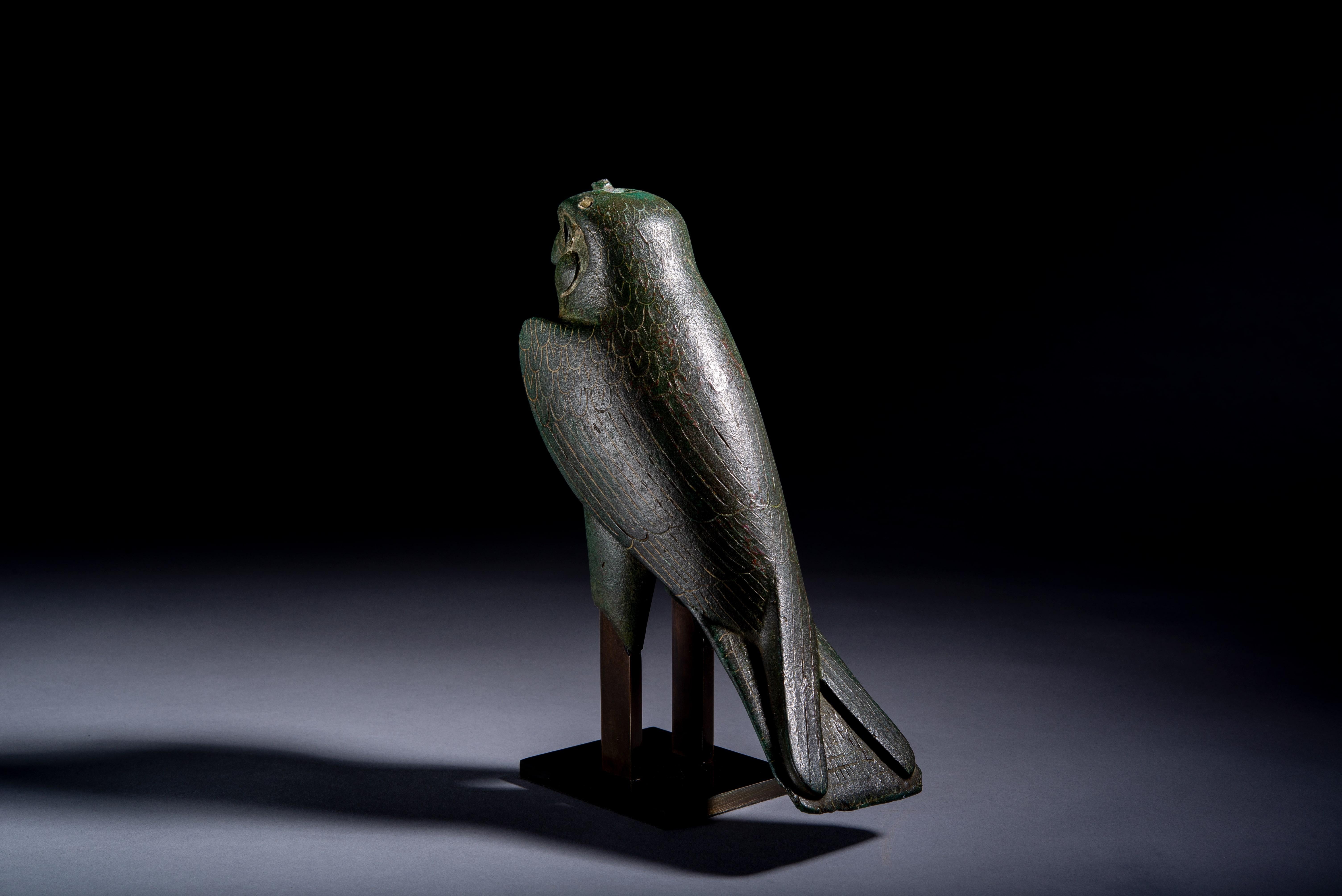 Egyptian Bronze Horus Falcon Statue 2