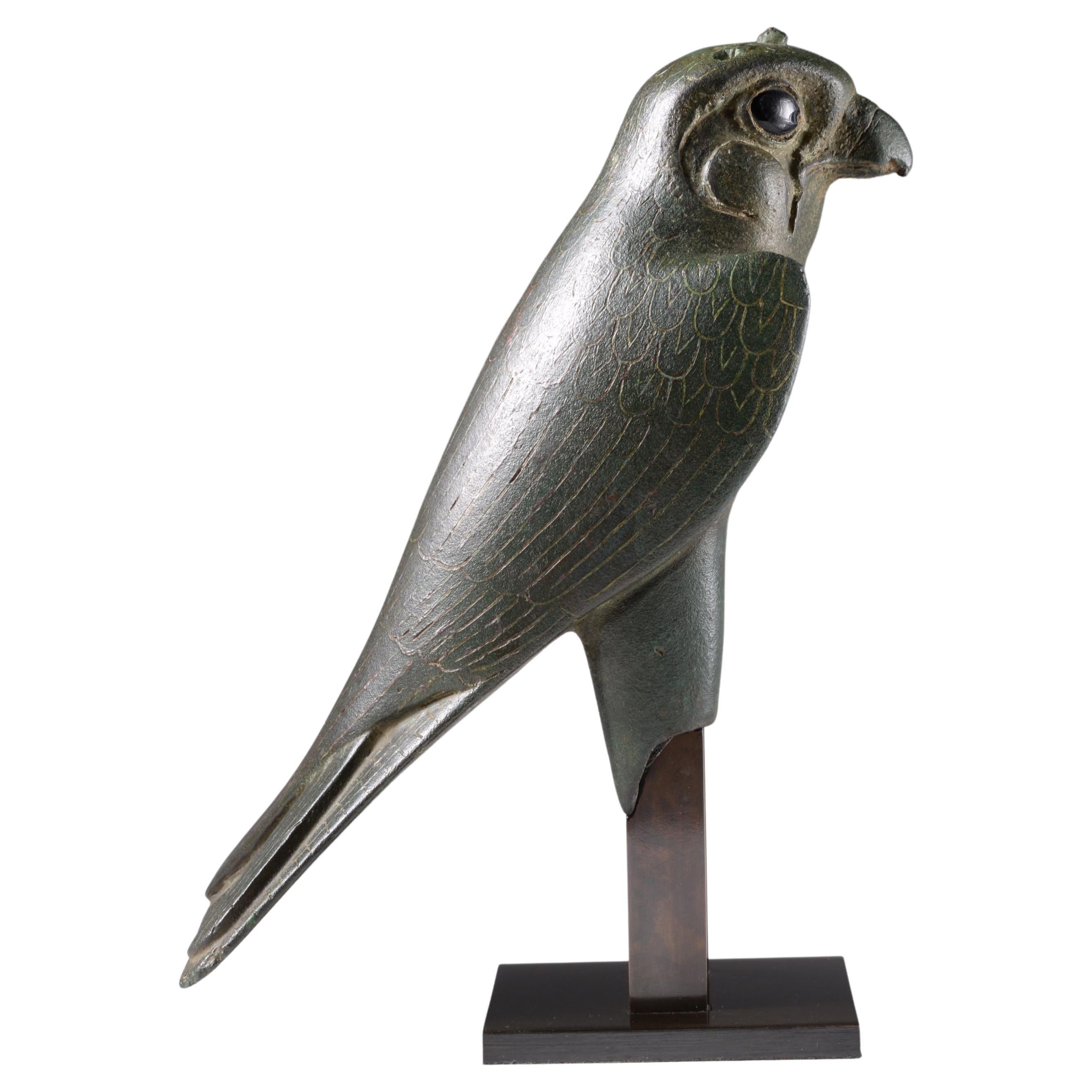 Egyptian Bronze Horus Falcon Statue