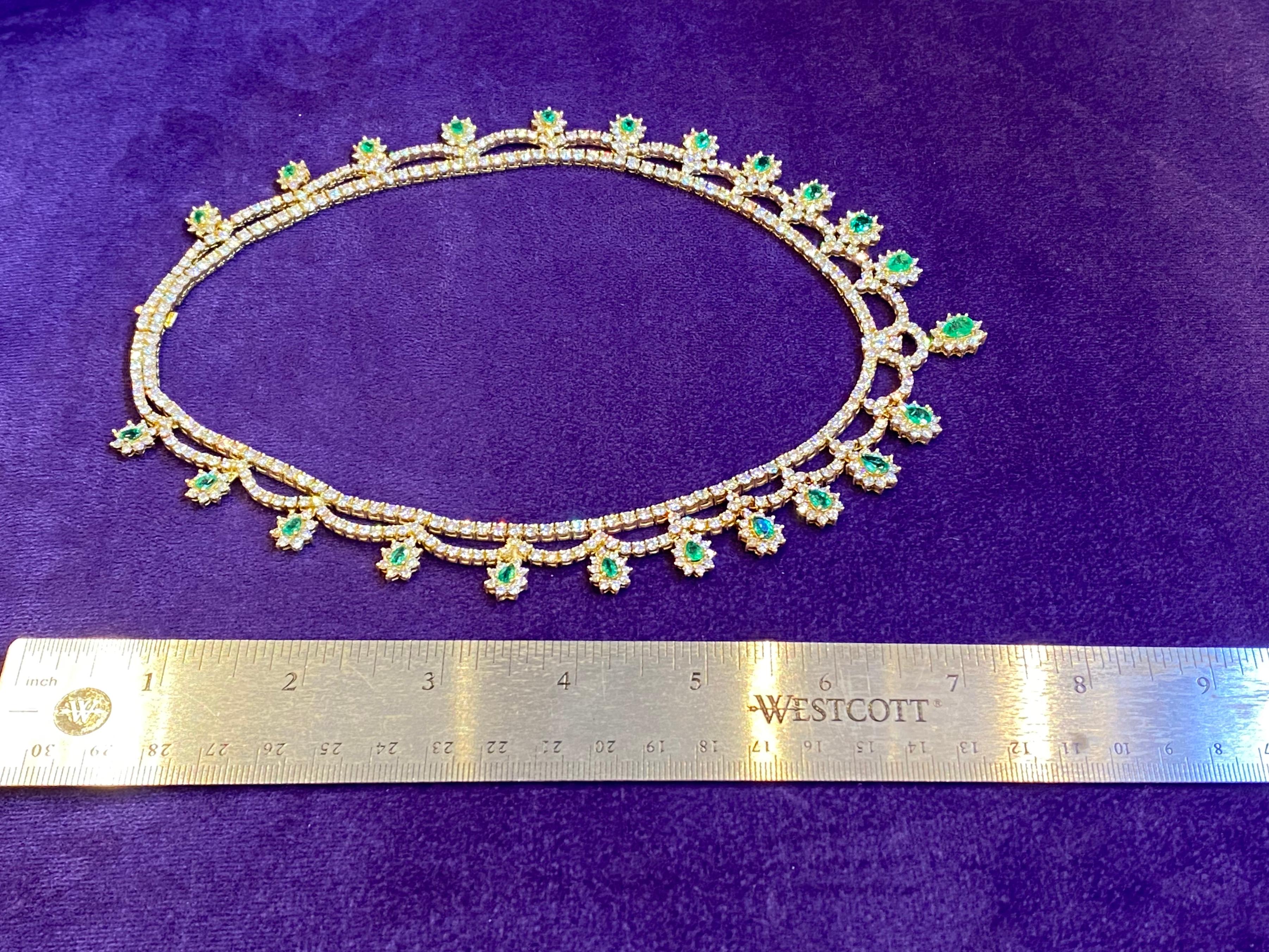 Prächtige Smaragd- und Diamant-Halskette Damen im Angebot