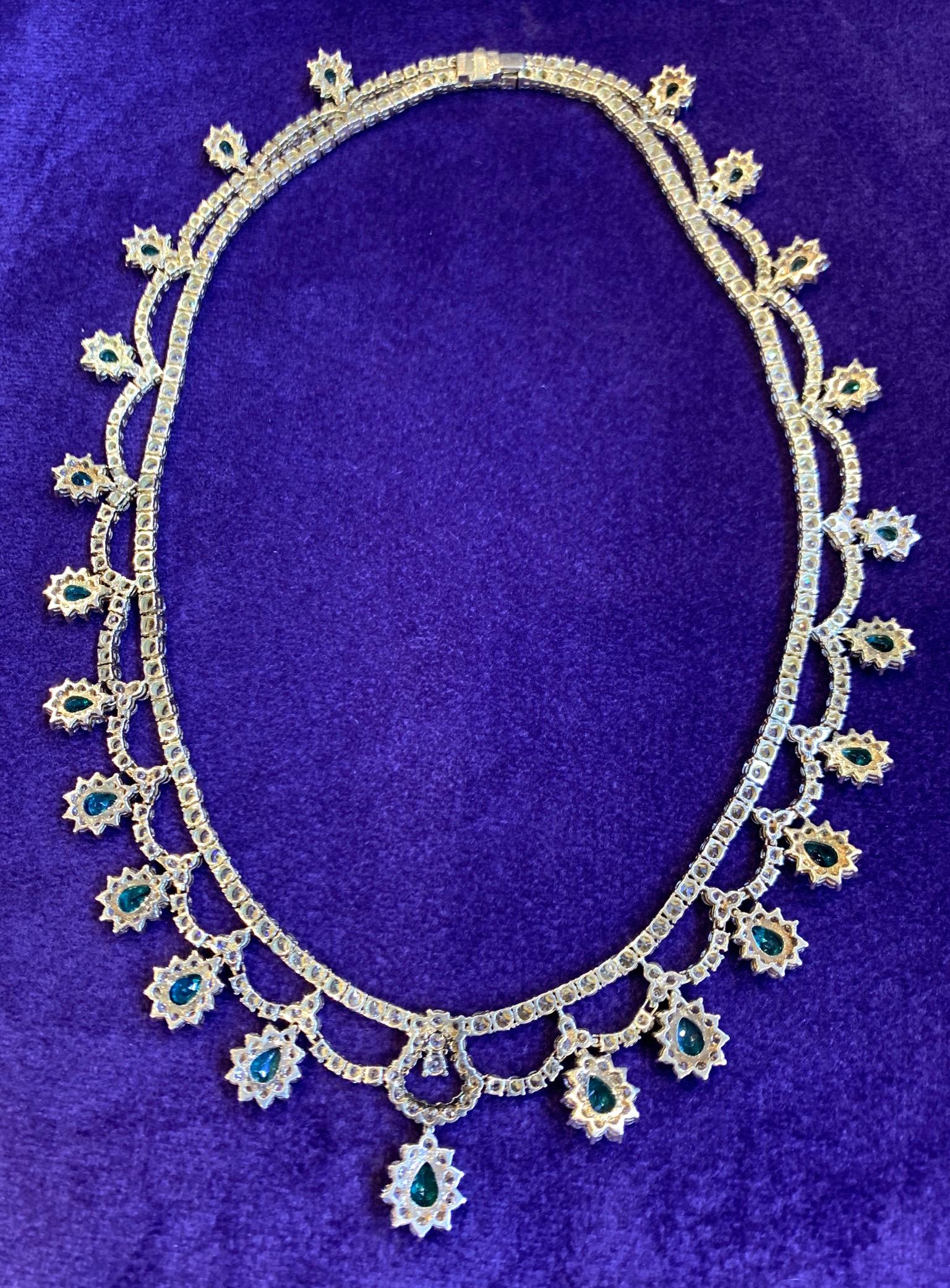 Magnificent Emerald & Diamond Necklace For Sale 1
