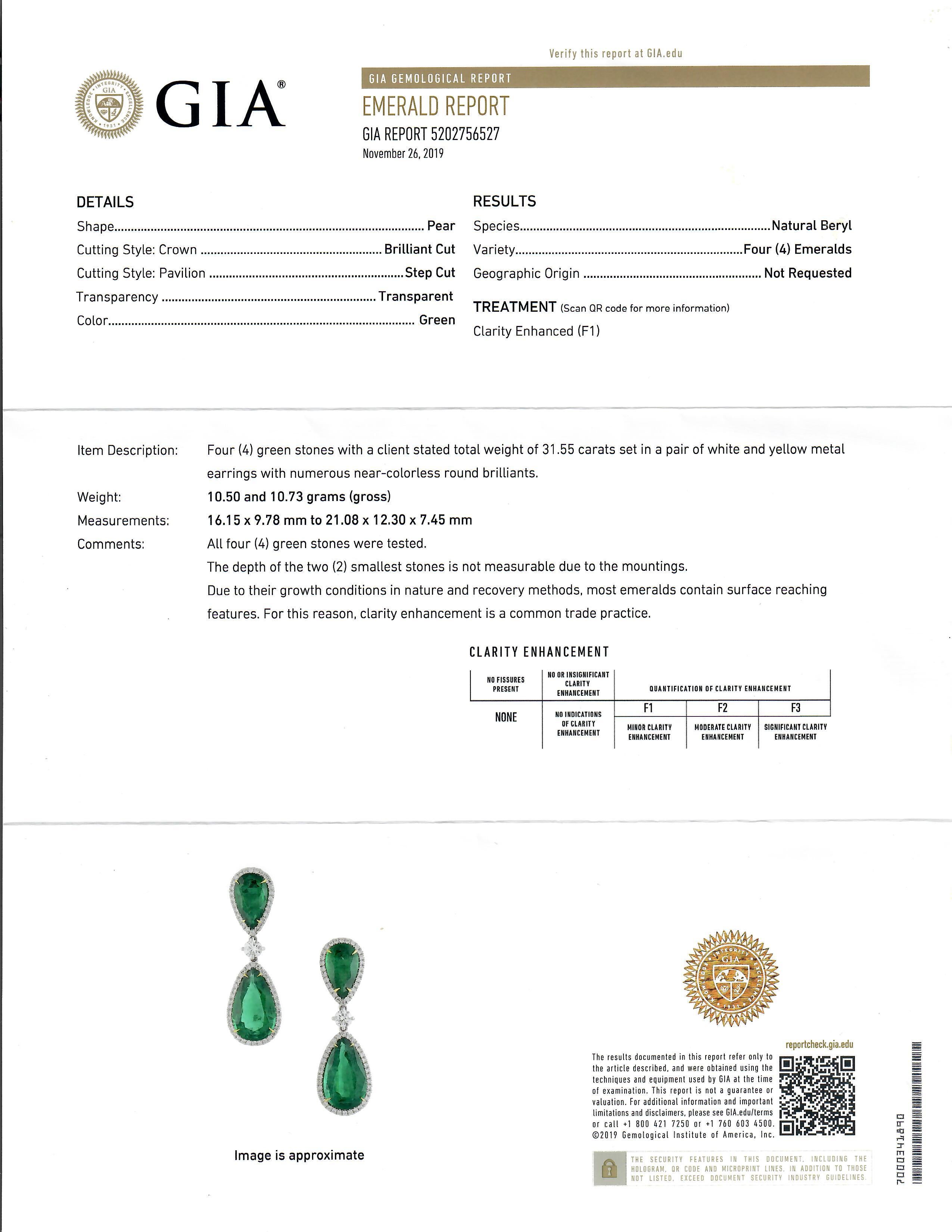 Magnificent Emerald Drop Earrings In New Condition For Sale In Sarasota, FL