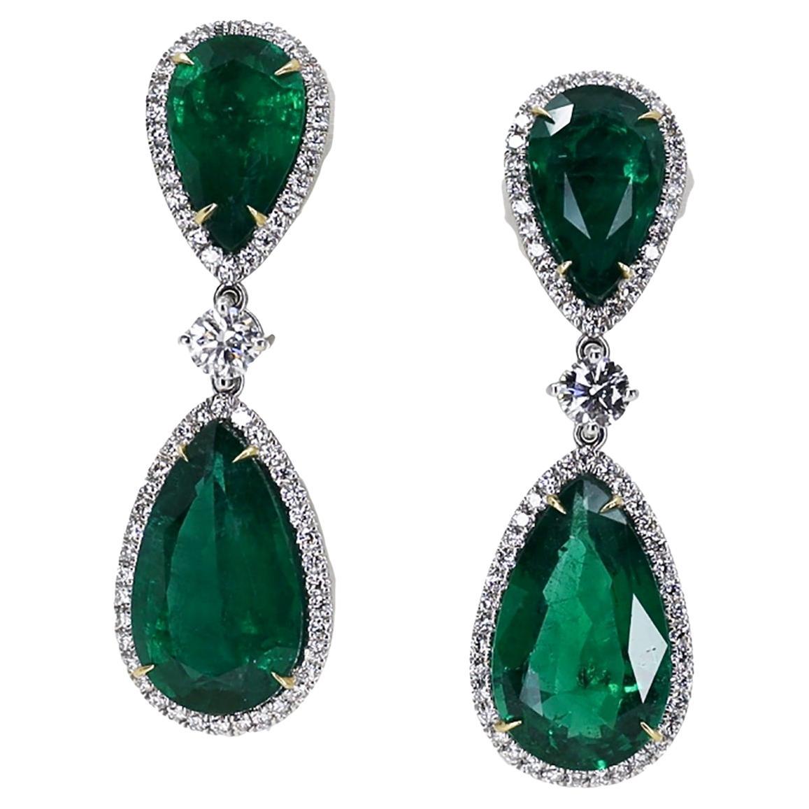 Magnificent Emerald Drop Earrings For Sale