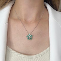 Magnificent Emeralds and Diamonds Necklace and Ring Set in 18k White Gold - IGI