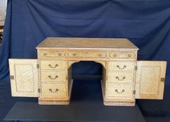 Magnificent English 19th Century Faux Painted Marbleized Pedestal Writing Desk
