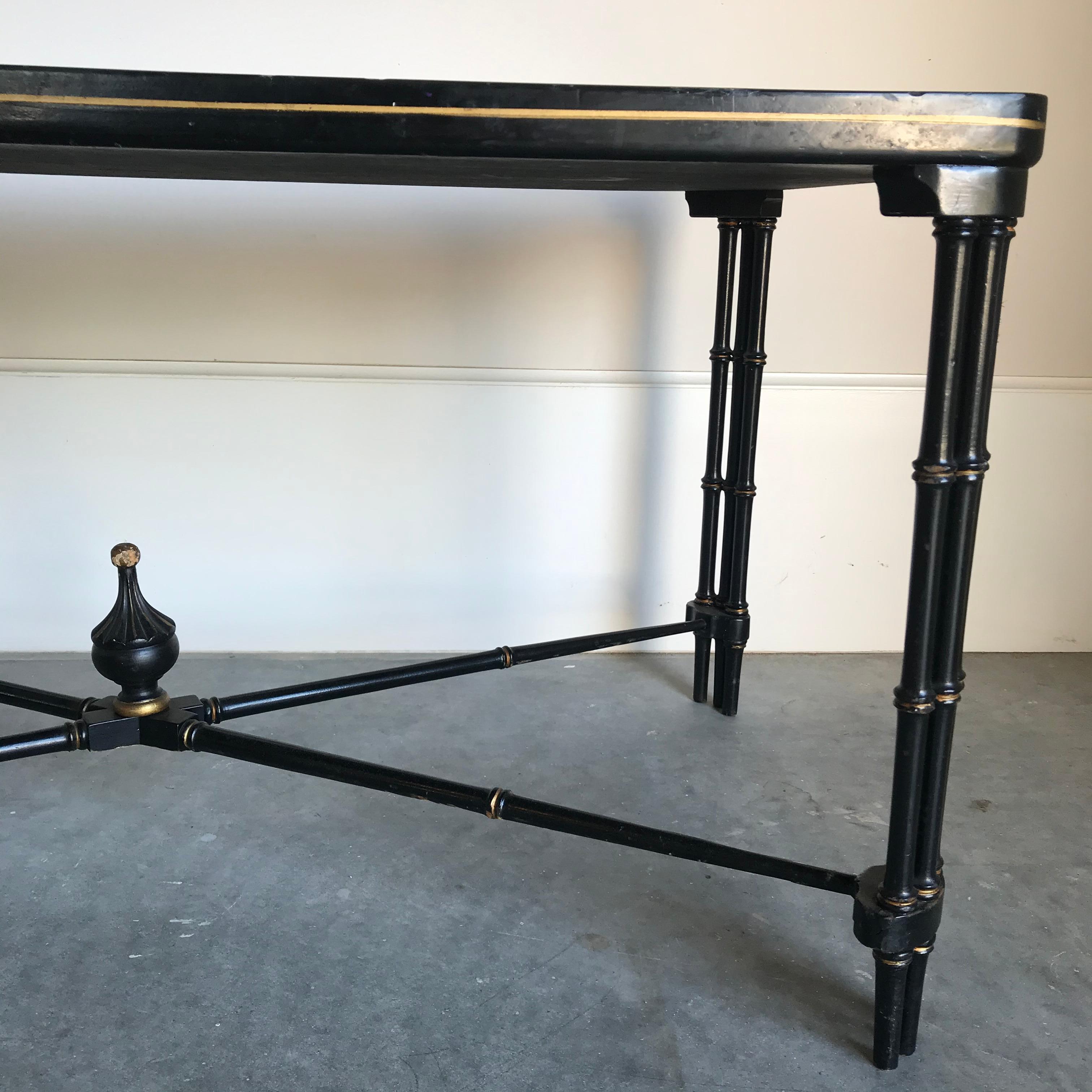 Magnificent English Regency Black Lacquered Tray Top Coffee Table 4