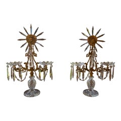 Magnificent English Regency Period Gilt Bronze & Cut Crystal Candelabras, 1820