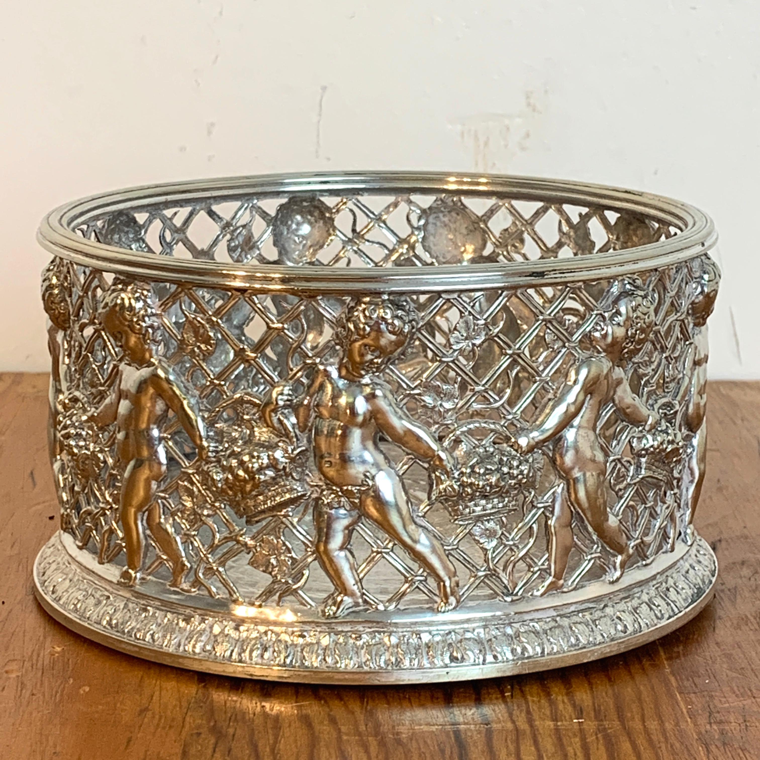 High Victorian Magnificent English Silver Plated Putti Motif Large Wine Coaster, Elkington For Sale