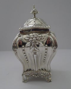 Prächtige englische viktorianische Teedose aus Sterlingsilber aus Sterlingsilber - 1896