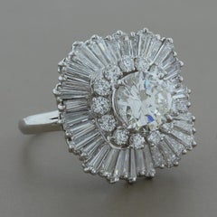 Magnificent Estate Diamond Platinum Ballerina Ring