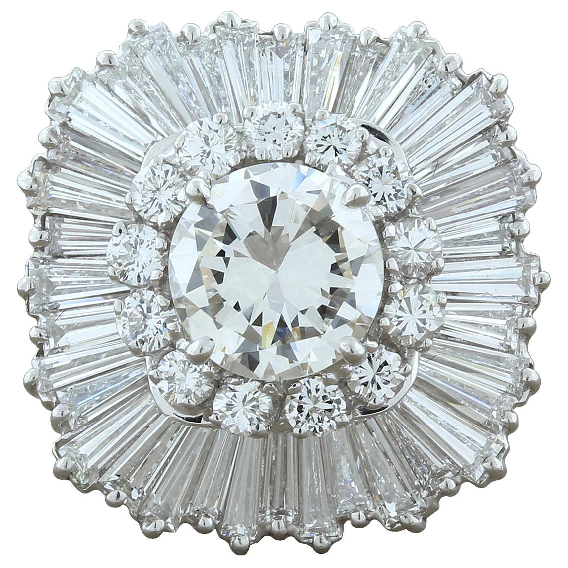 Magnificent Estate Diamond Platinum Ballerina Ring