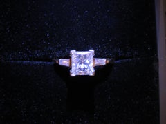Magnificent Estate Norman Landsberg 14KT Gold 2CT Princess Cut Engagement Ring