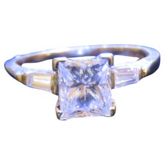 Magnificent Estate Norman Landsberg 14KT Gold 2CT Princess Cut Engagement Ring