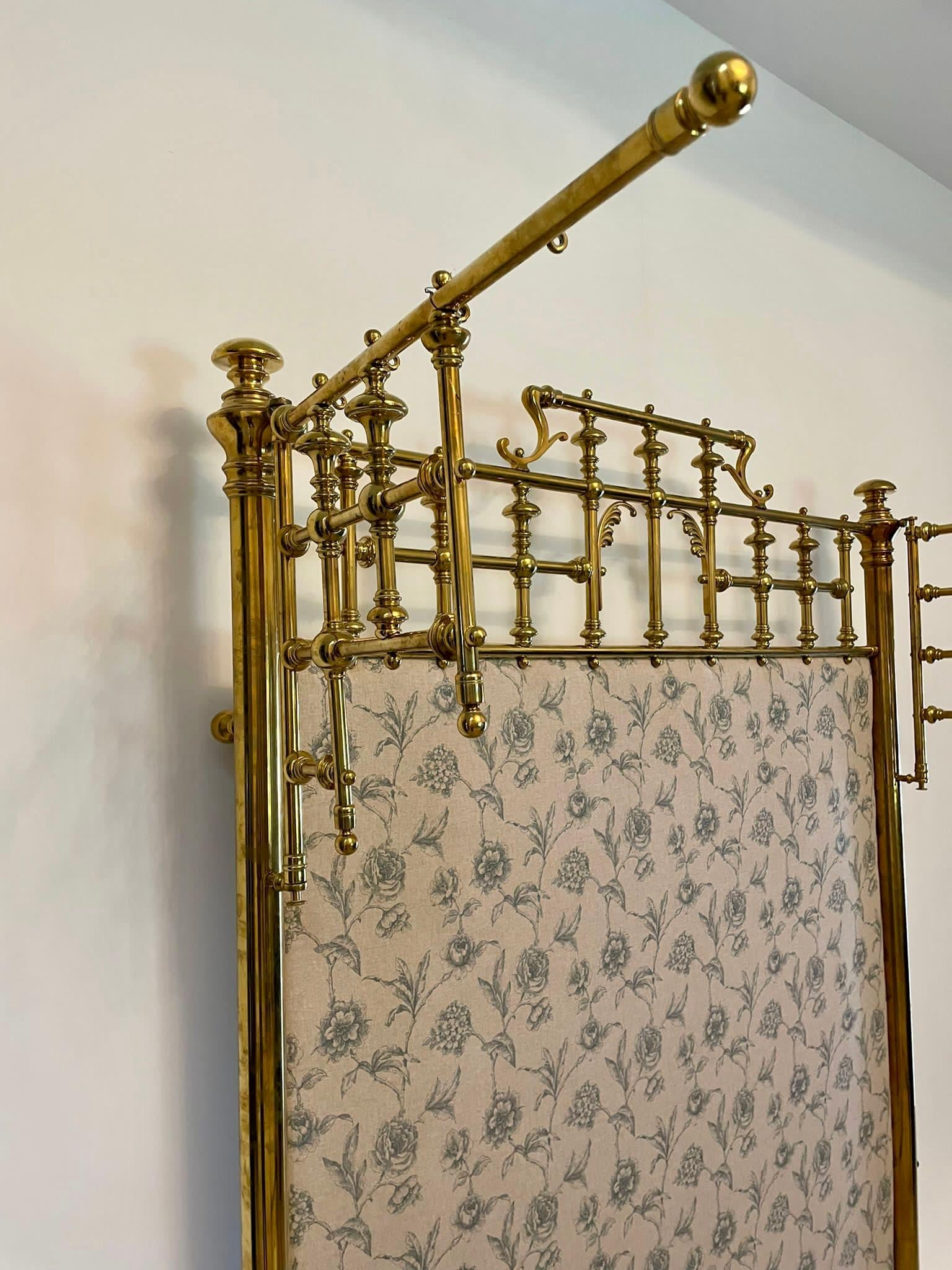 Magnificent Exhibition Quality Antique Gilded Solid Brass Half Tester Double Bed For Sale 9