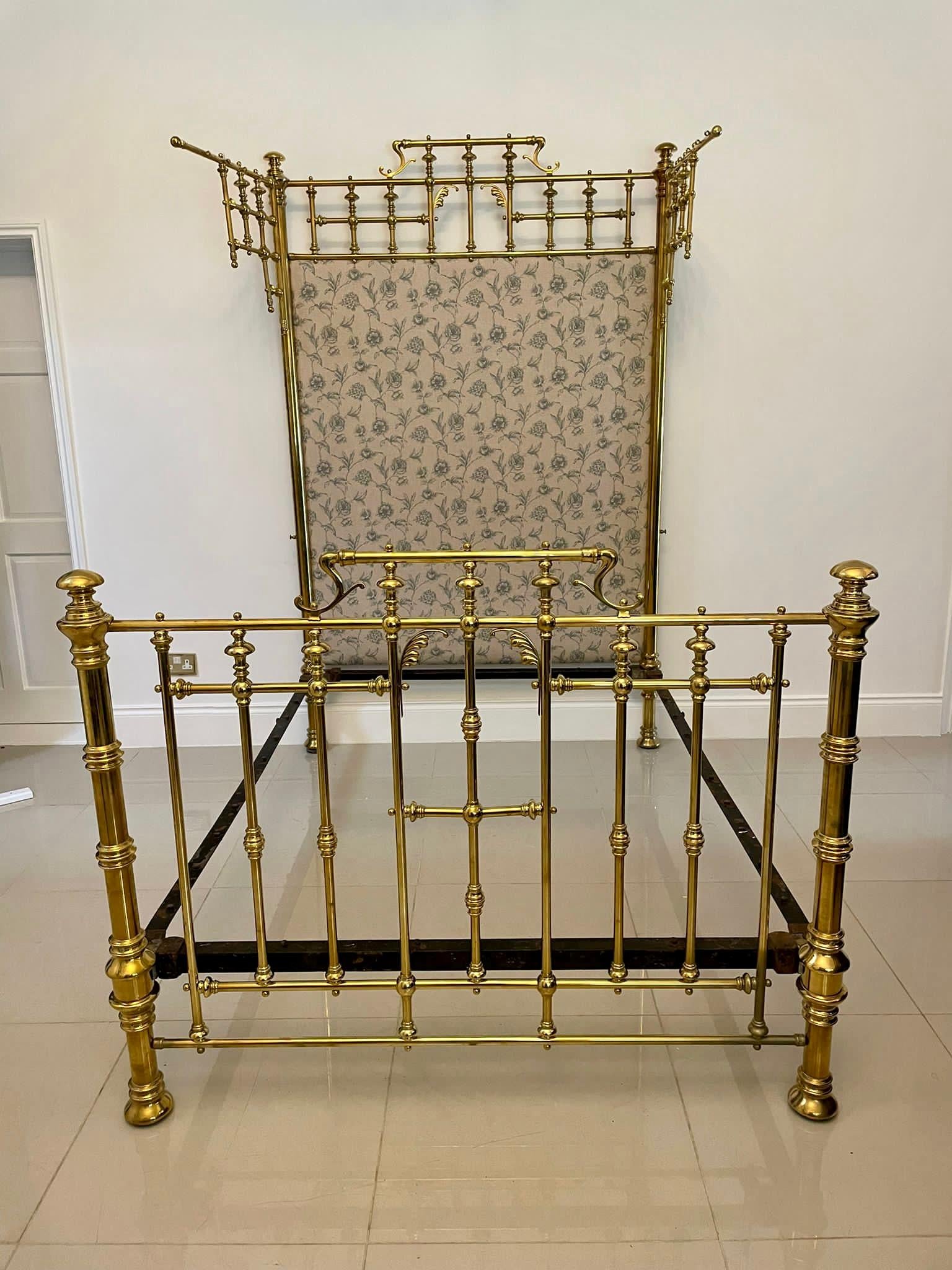 English Magnificent Exhibition Quality Antique Gilded Solid Brass Half Tester Double Bed For Sale