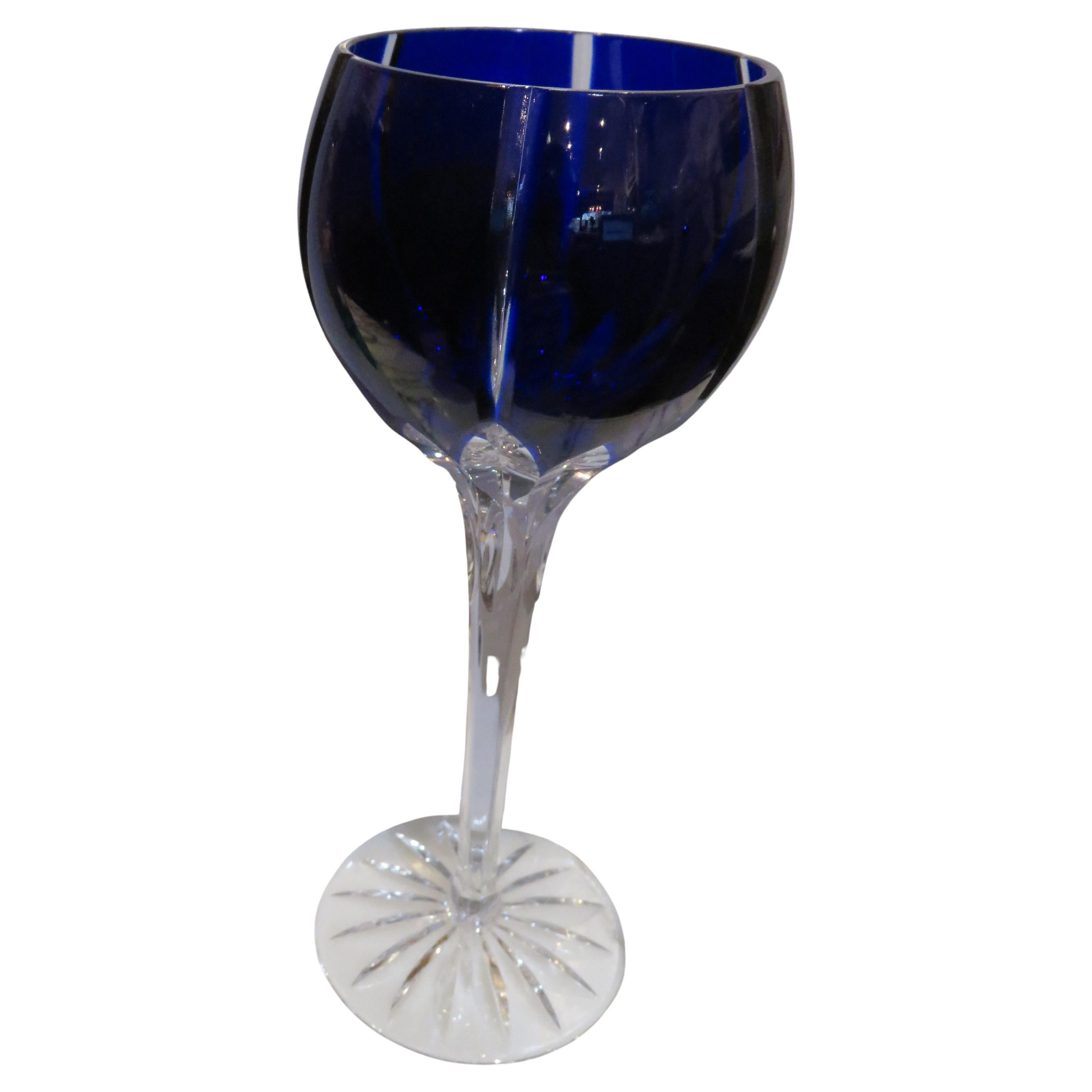 Magnificent Fancy Estate Brilliant Baccarat Manner Cobalt Blue Water Wine Glass