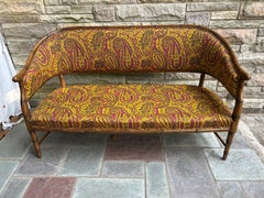 Magnificent Faux Bamboo Mid-Century Loveseat Settee Eaglesham Paisley