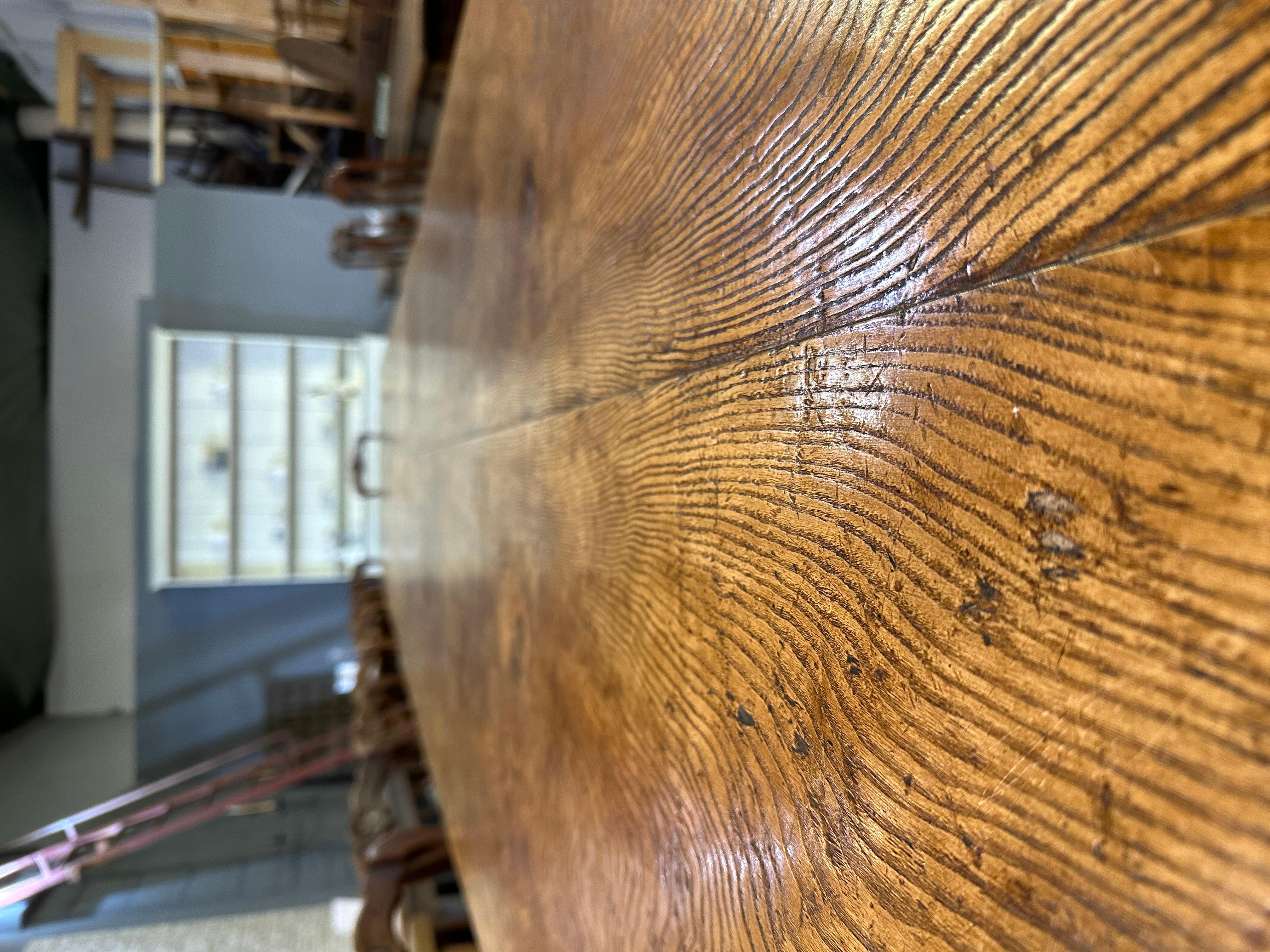Magnificent Figured Ash Two Plank Top Refectory Table  3