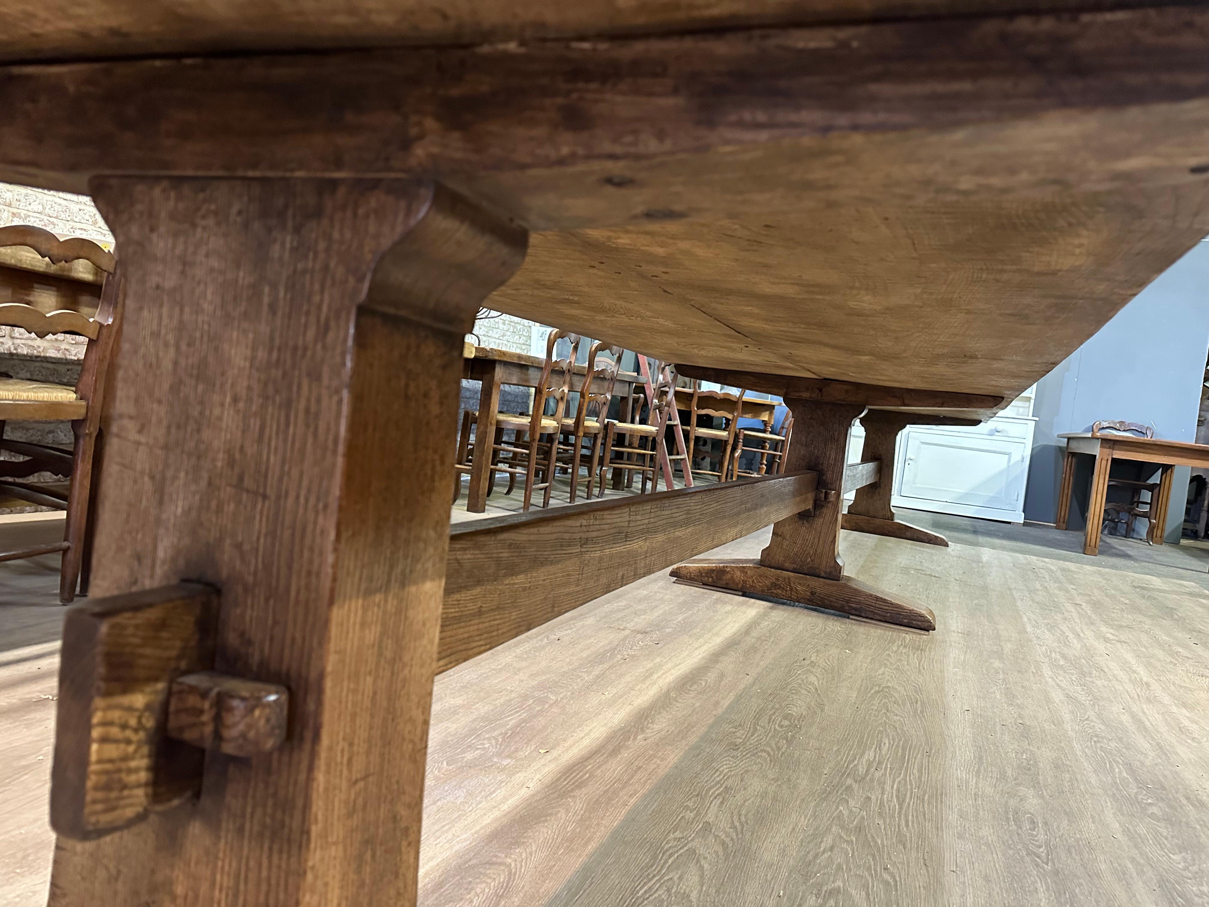 Country Magnificent Figured Ash Two Plank Top Refectory Table 