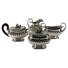 Magnifique service à thé hollandais en argent massif et argent sterling Caddy 1823