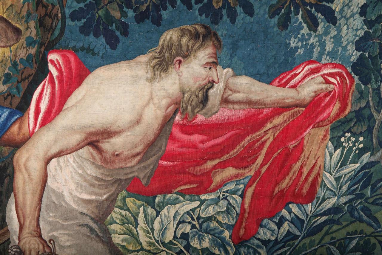 Magnifico  Arazzo storico fiammingo con la caccia al toro, XVII secolo In condizioni buone in vendita a Rome, IT