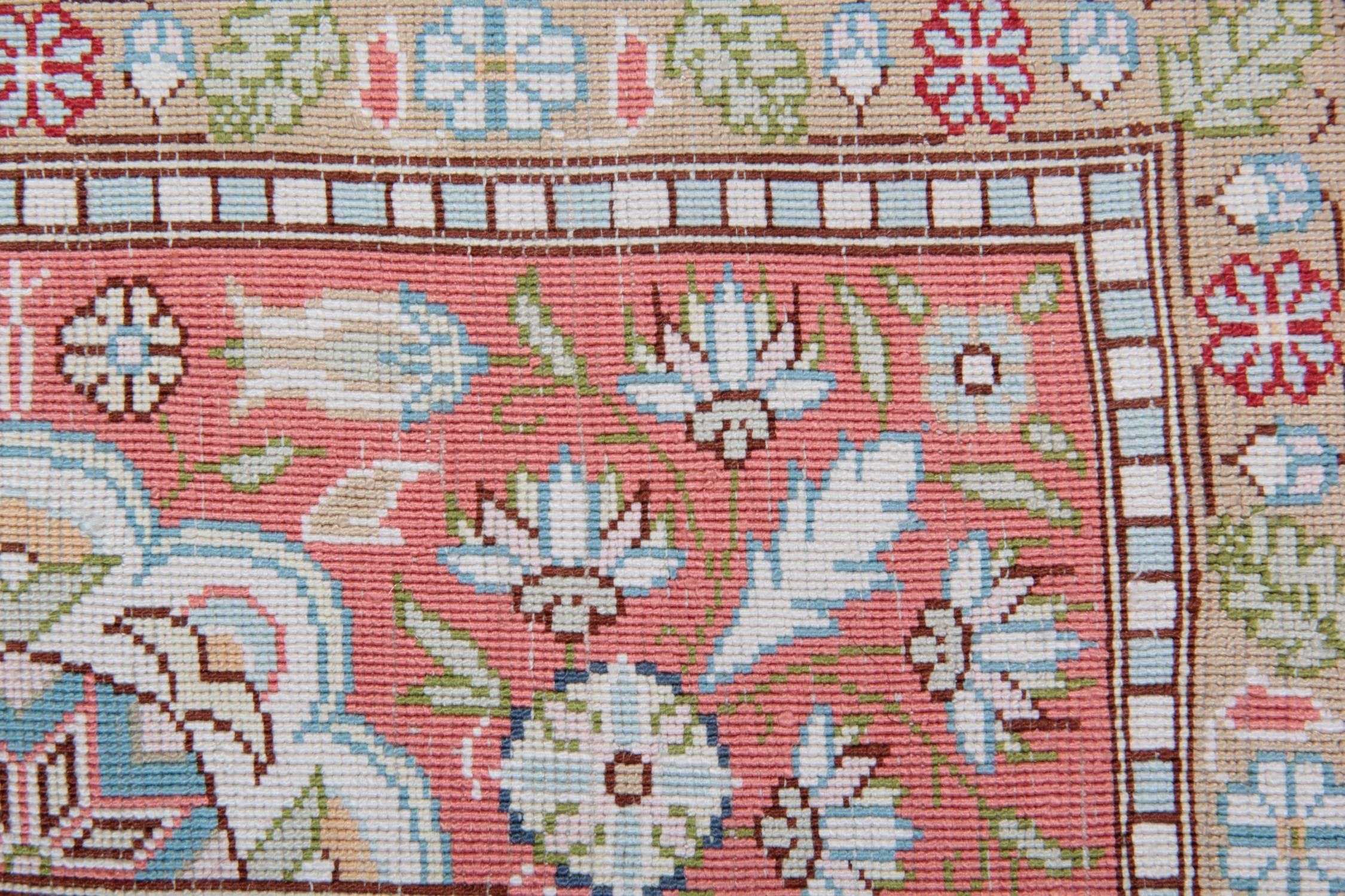 Magnificent Floral Silk Rugs, Turkish Hereke Oriental Rug Handmade Carpet For Sale 2