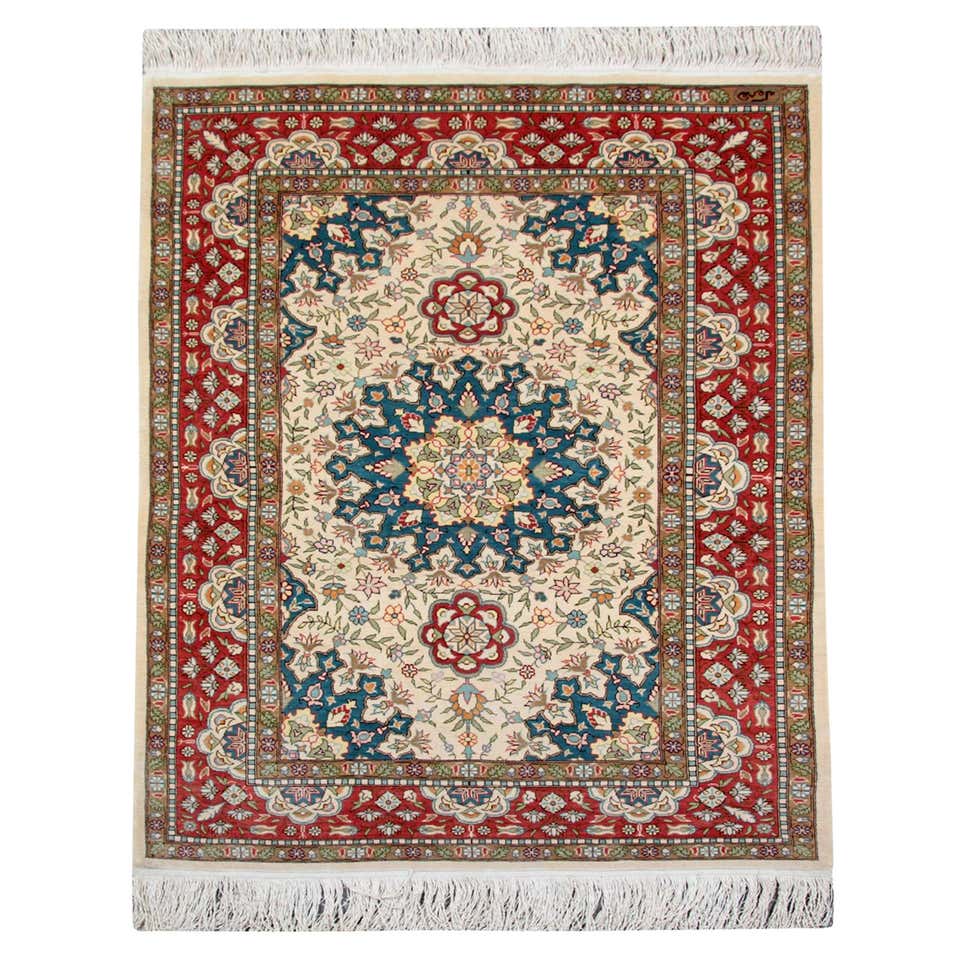 Pure Silk Hereke Ozipek Turkish Rug Signed For Sale at 1stDibs