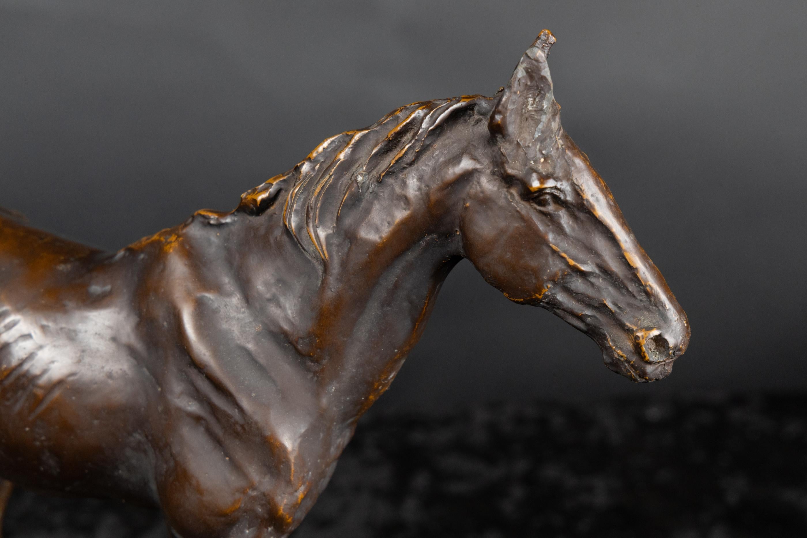 Magnifico cavallo francese del XIX secolo in bronzo, firmato A. Paul Brierre, su marmo In condizioni buone in vendita a New Orleans, LA