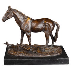 Magnifique cheval français du 19ème siècle en bronze, signé A. Paul Brierre, sur marbre