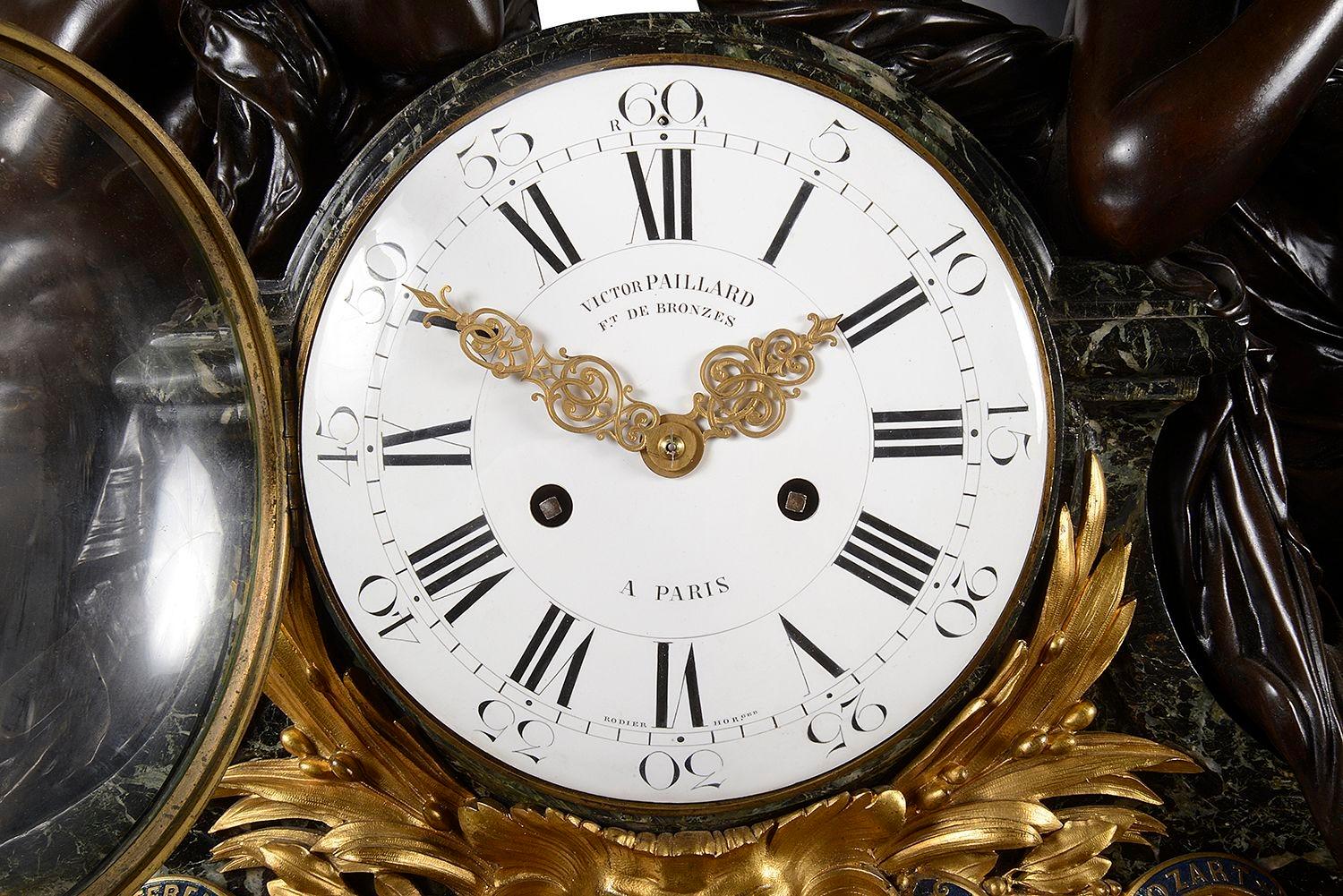 Classical Greek Magnificent French 19th Century Mantel Clock, Victor Paillard, Paris For Sale