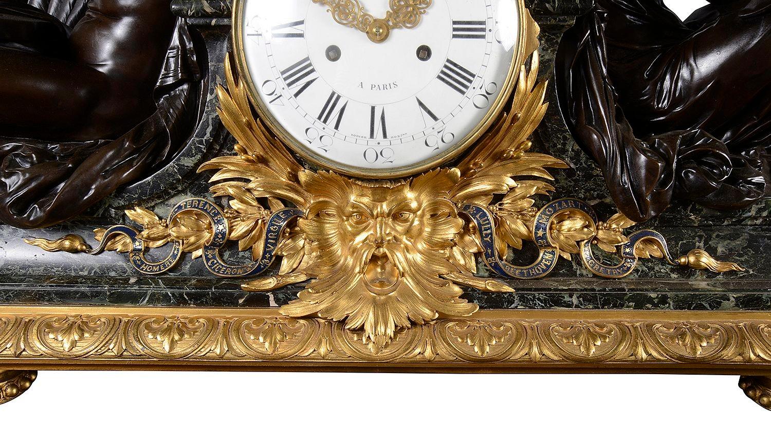 Patinated Magnificent French 19th Century Mantel Clock, Victor Paillard, Paris For Sale