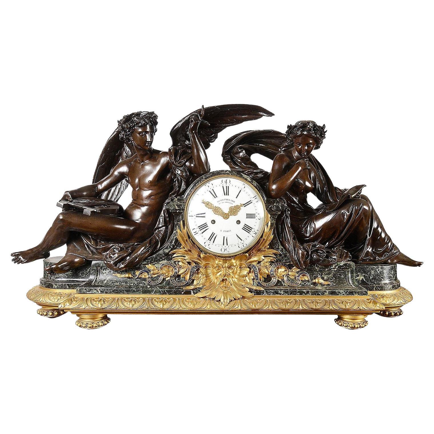 Magnífico reloj de chimenea francés del siglo XIX, Victor Paillard, París