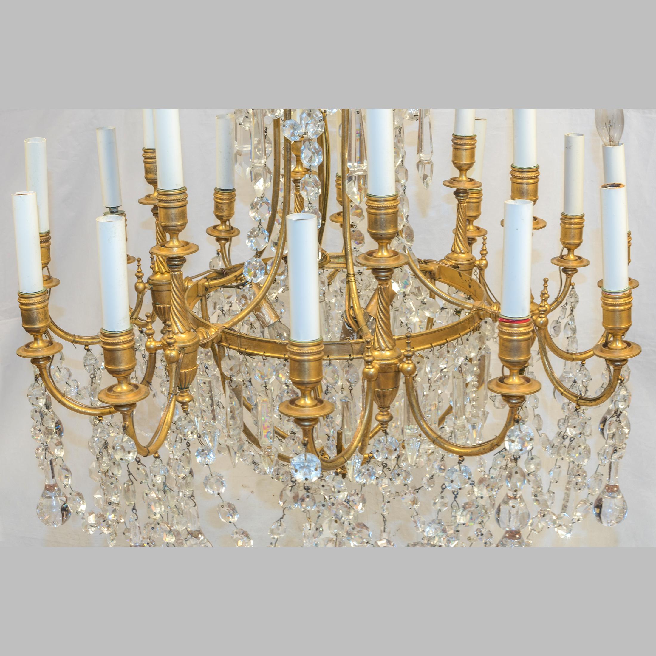 19th Century Magnificent French Baccarat and Gilt Bronze Chandelier