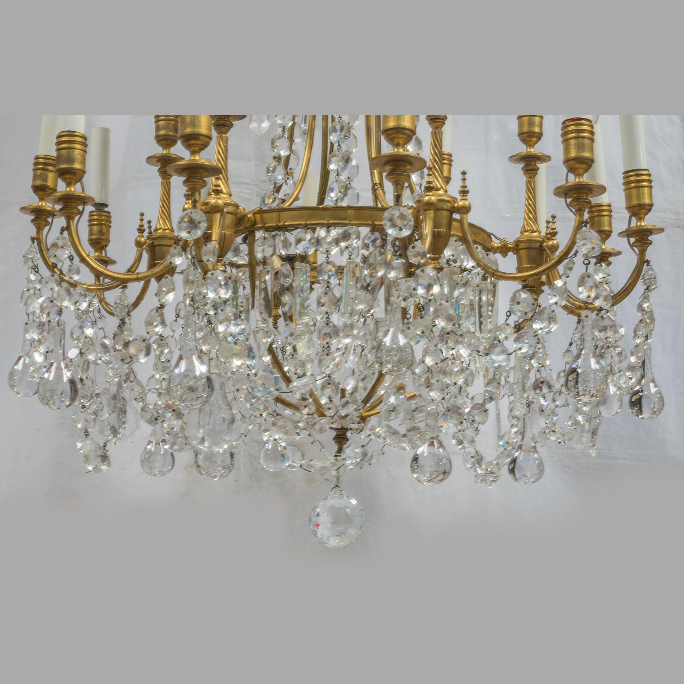 Magnificent French Baccarat and Gilt Bronze Chandelier 1