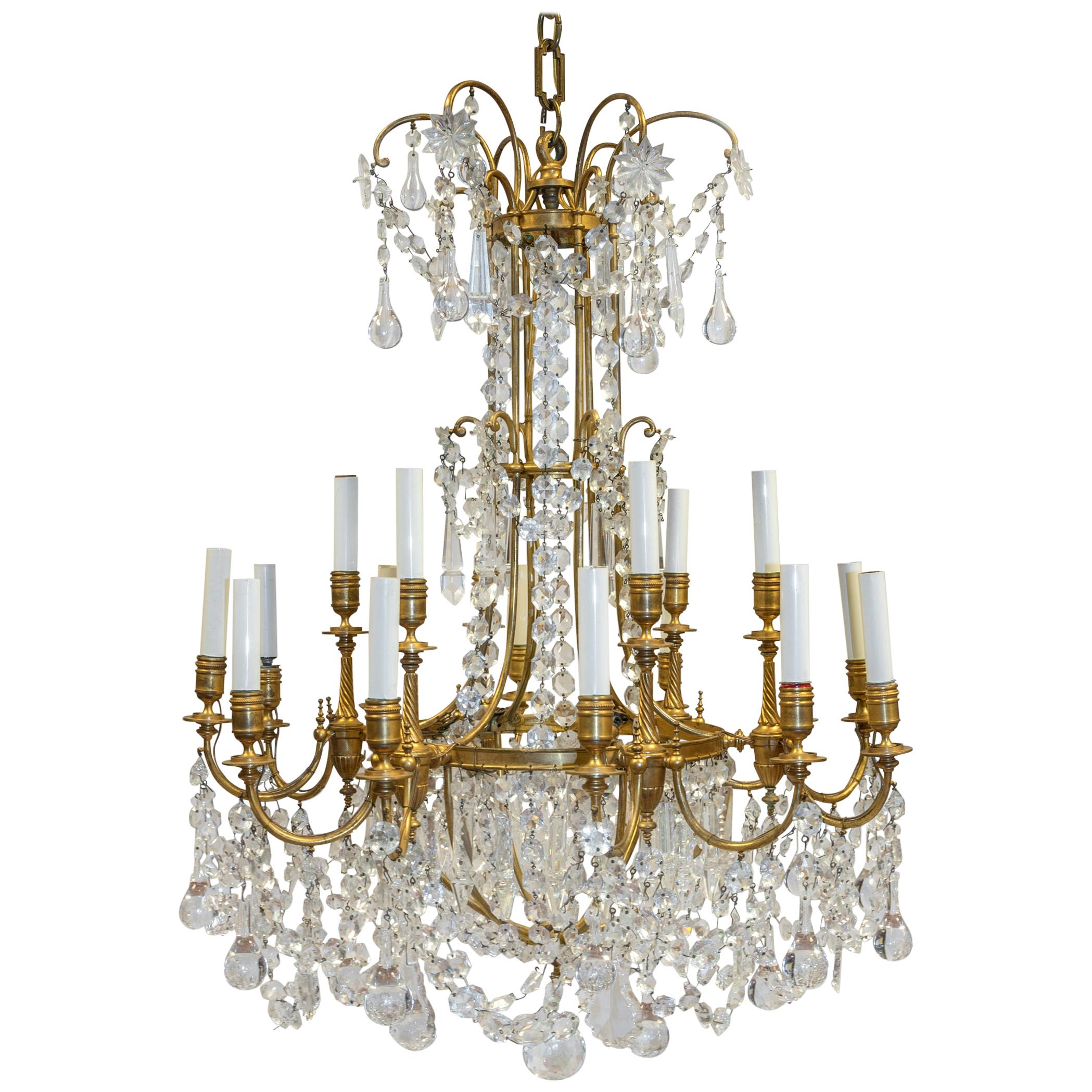 Magnificent French Baccarat and Gilt Bronze Chandelier