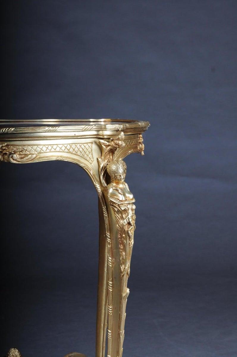 20ième siècle Magnifique table ou table d'appoint à pompons en bronze français de Zwiener, Napoléon III en vente