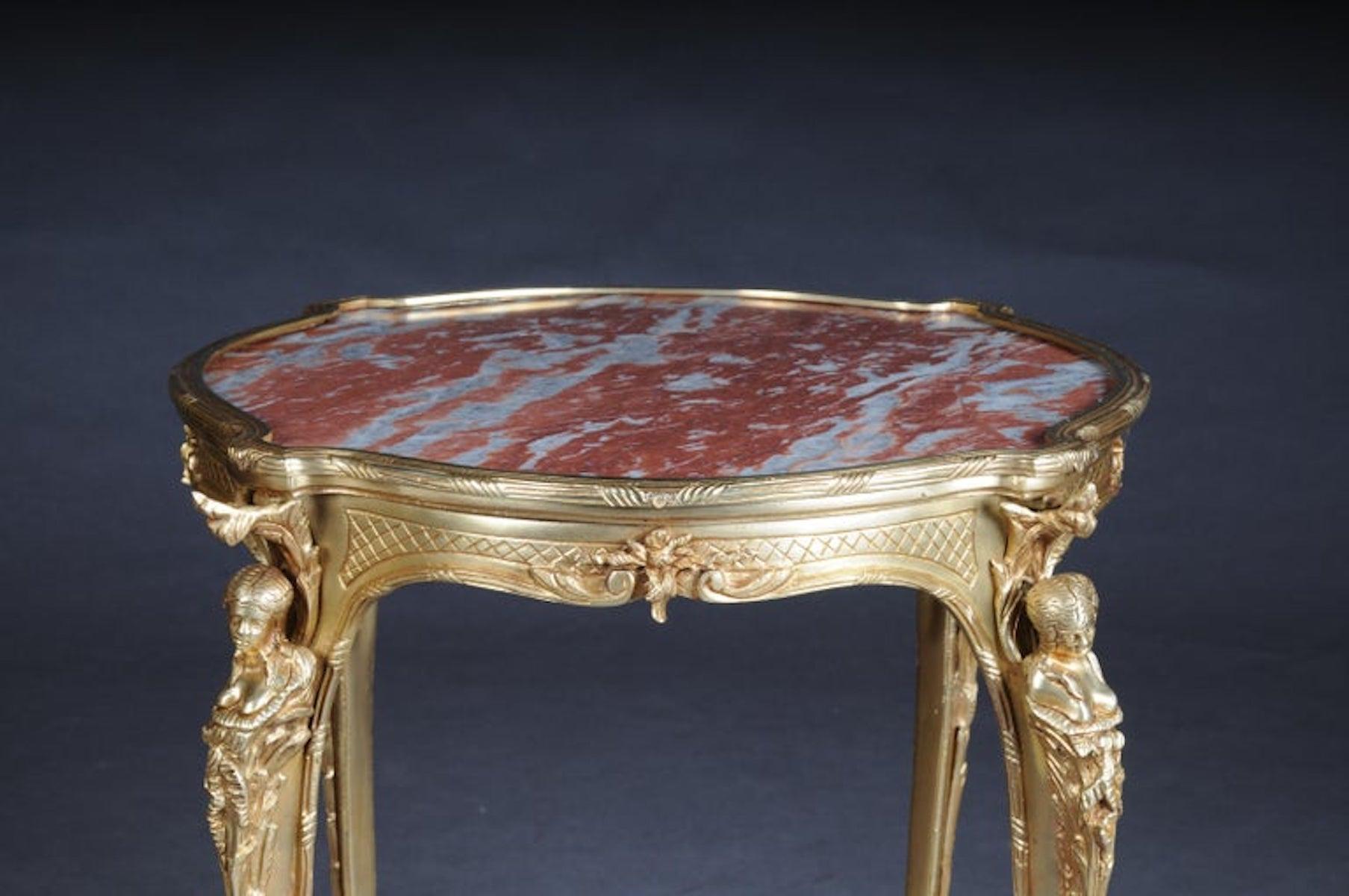Bronze Magnifique table ou table d'appoint à pompons en bronze français de Zwiener, Napoléon III en vente