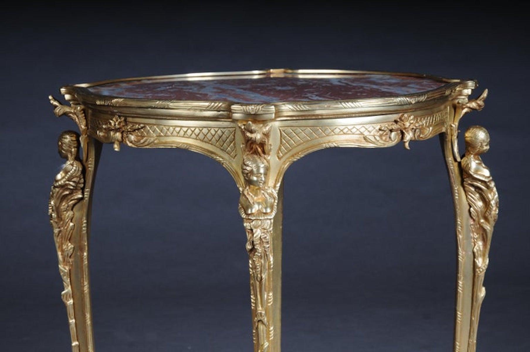 Magnifique table ou table d'appoint à pompons en bronze français de Zwiener, Napoléon III en vente 1