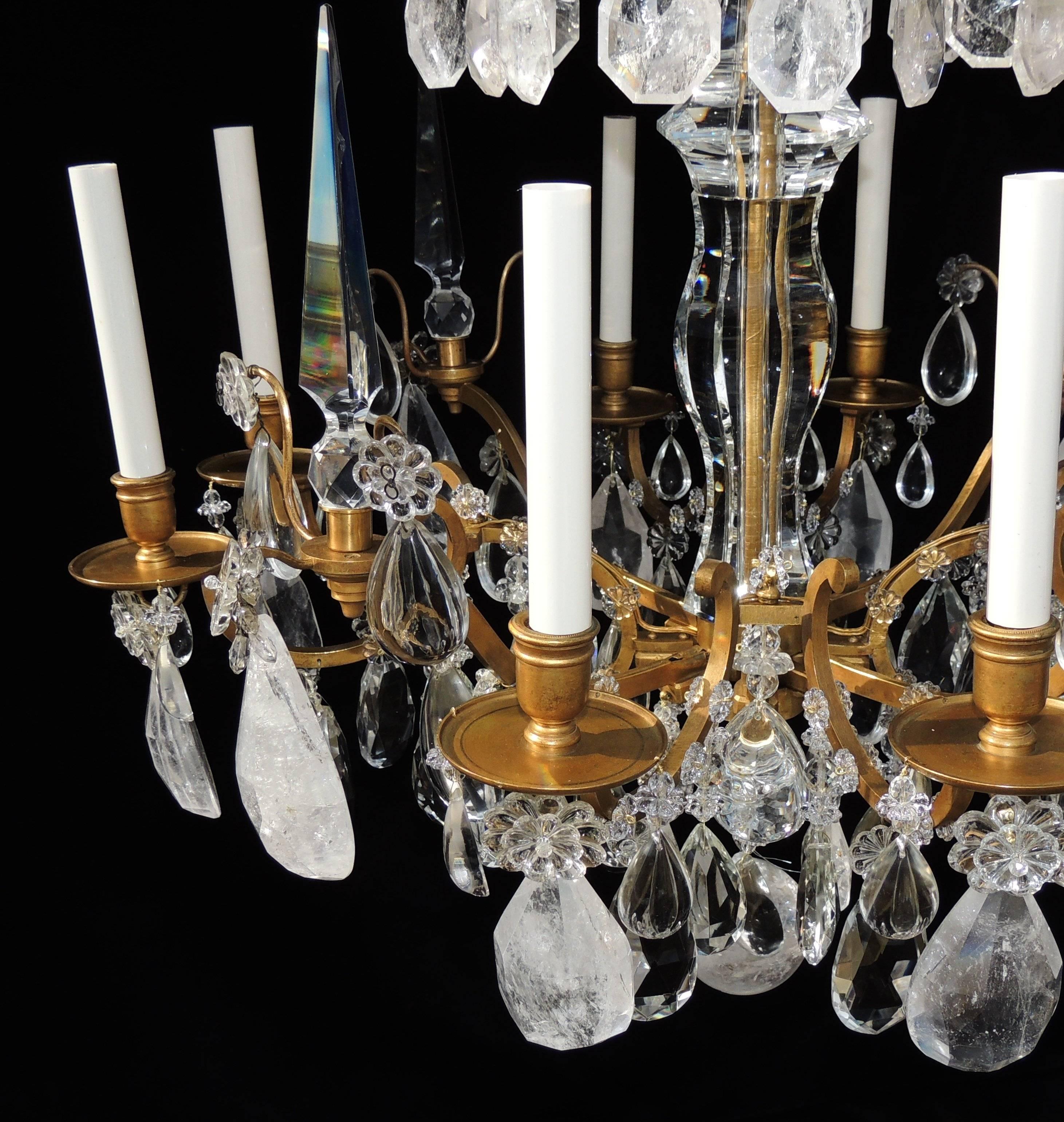 Magnificent French Dore Bronze Rock Crystal Louis XVI Fine Gilt Huge Chandelier For Sale 2