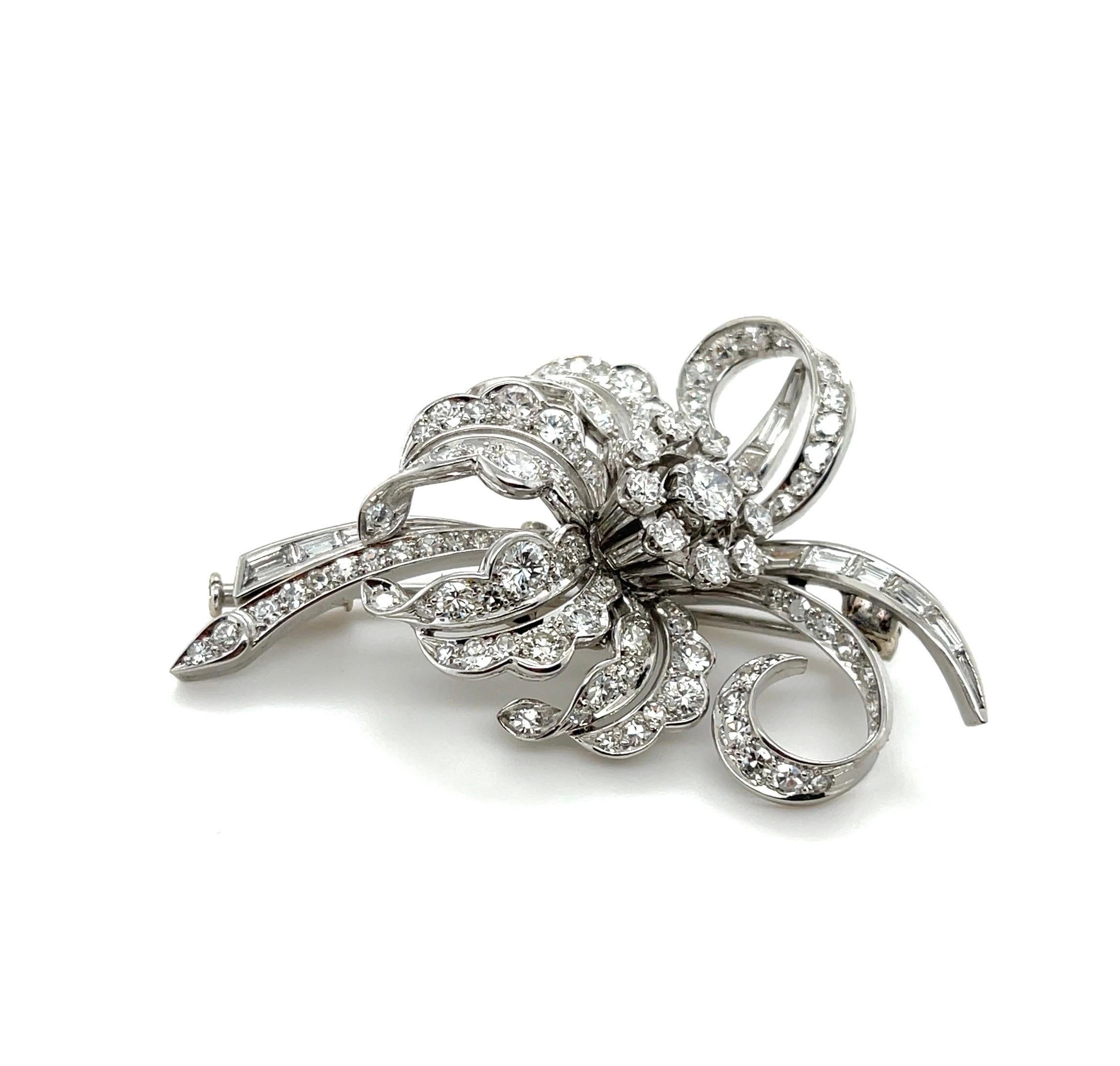 Magnificent French Hand Made Platinum & Diamond Brooch For Sale 6