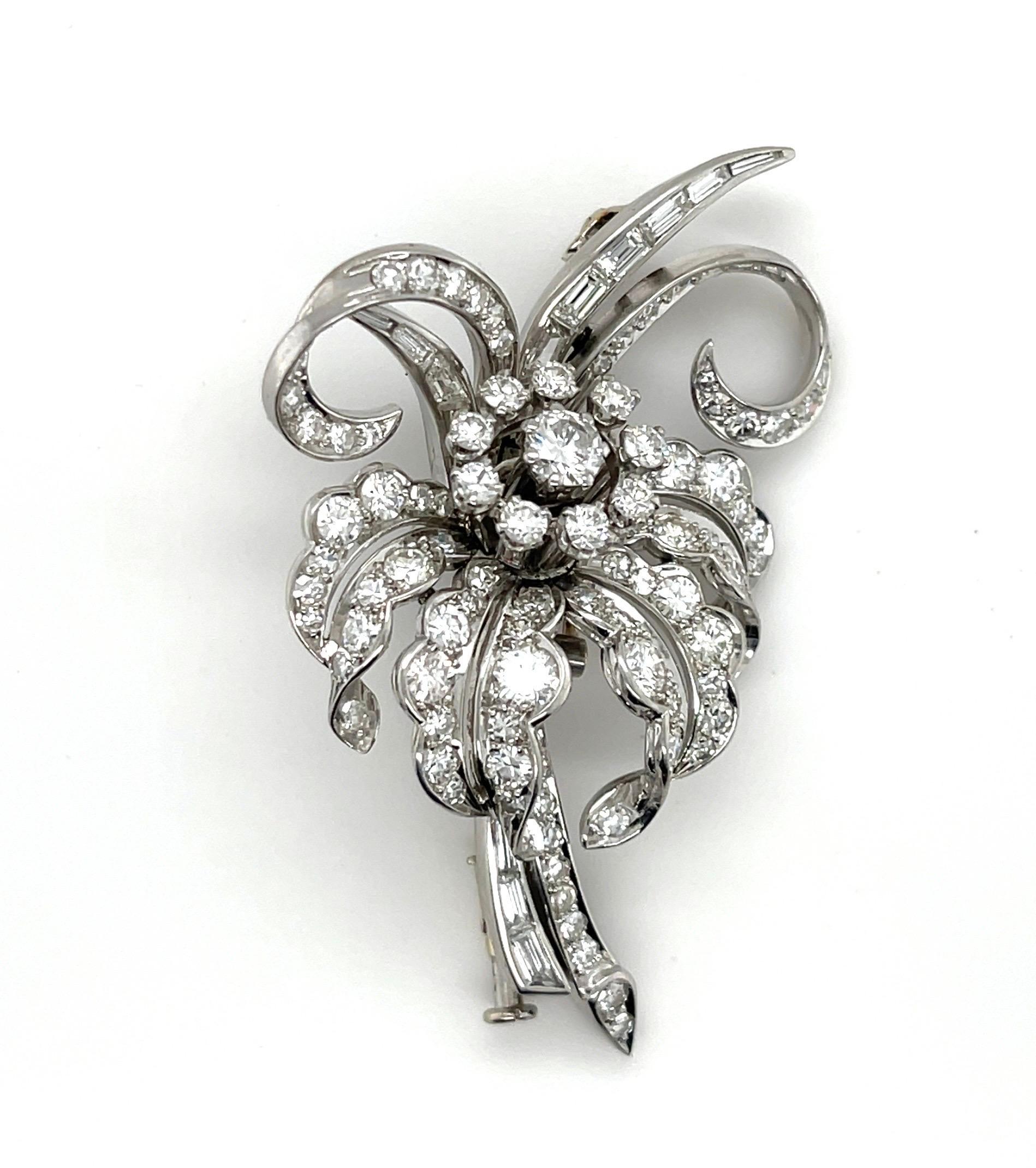 Magnificent French Hand Made Platinum & Diamond Brooch For Sale 7