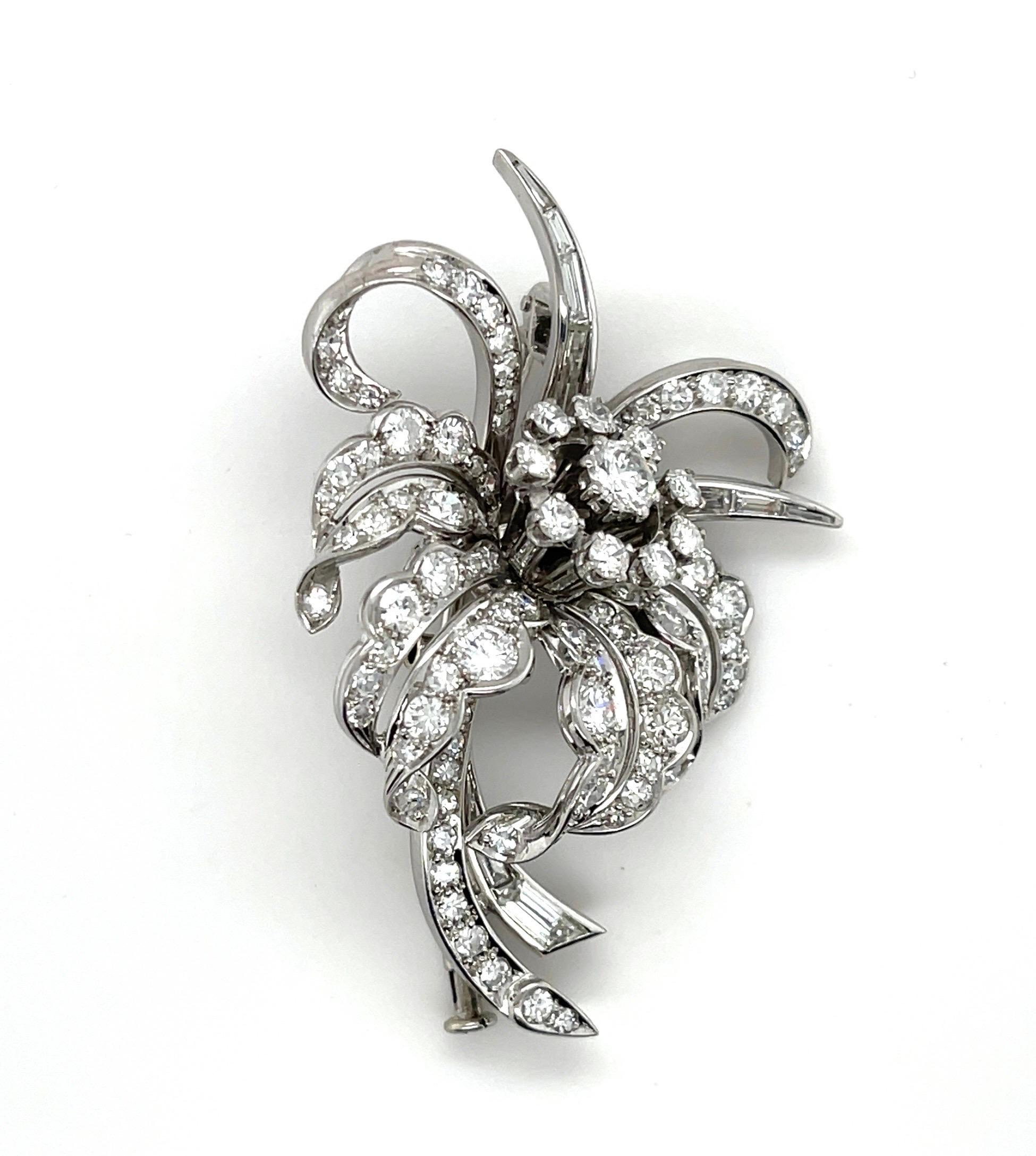 Magnificent French Hand Made Platinum & Diamond Brooch For Sale 8