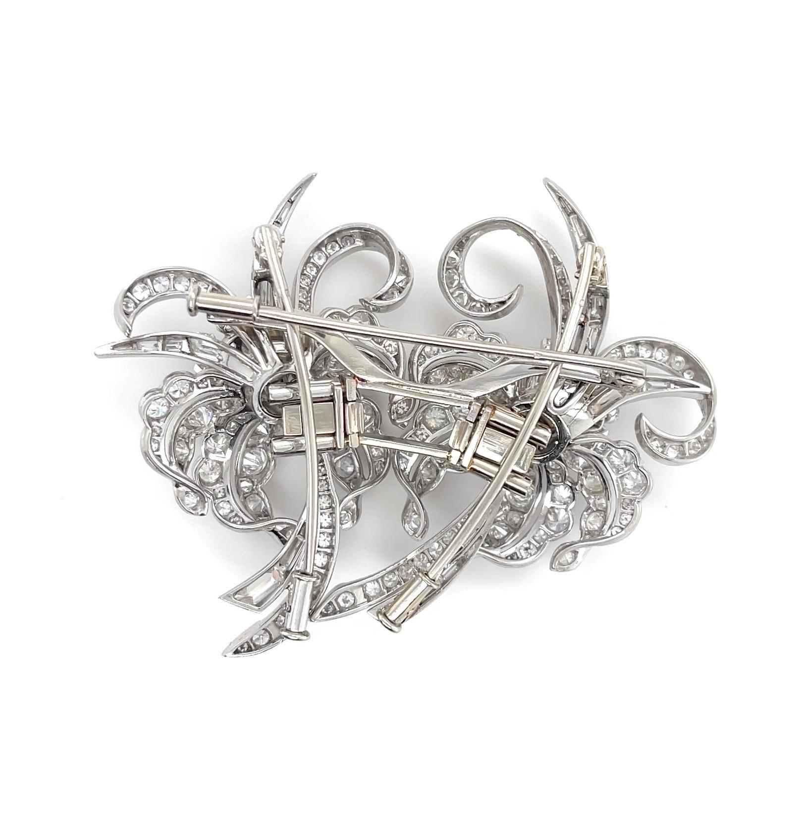 Modern Magnificent French Hand Made Platinum & Diamond Brooch For Sale
