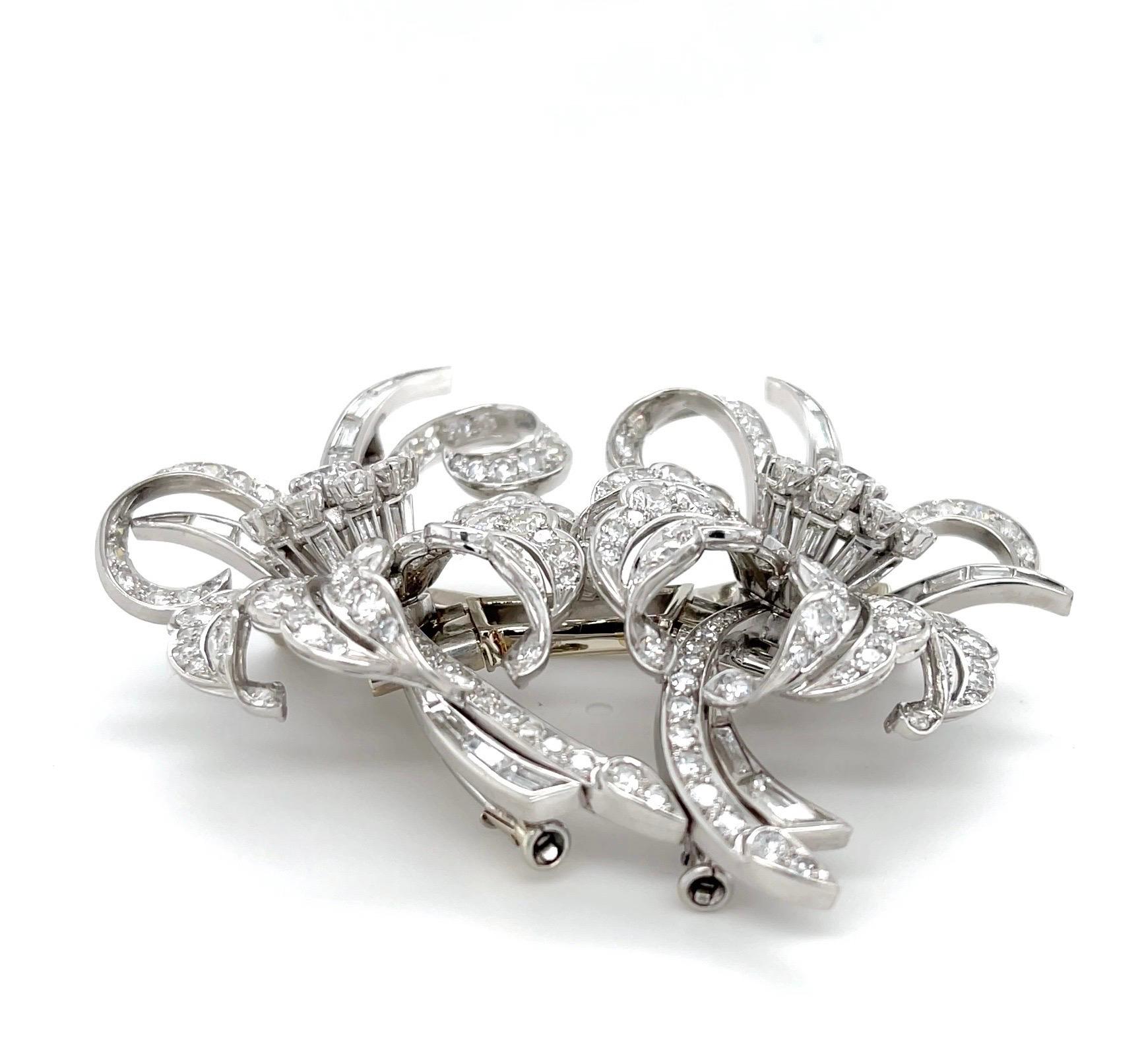 Magnificent French Hand Made Platinum & Diamond Brooch For Sale 2