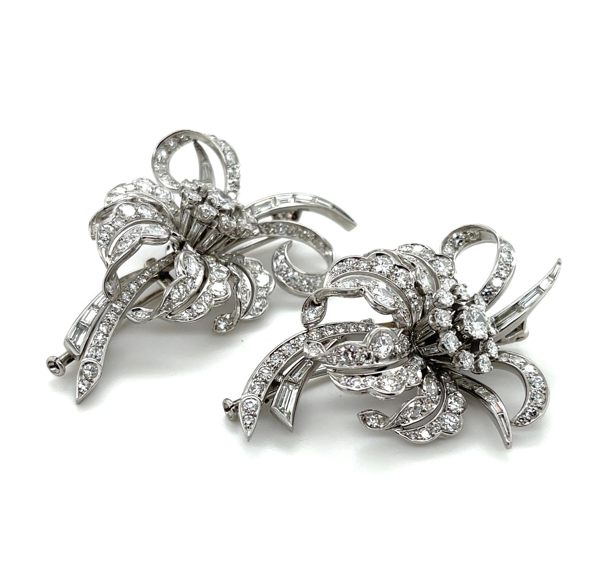 Magnificent French Hand Made Platinum & Diamond Brooch For Sale 3