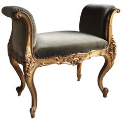 Magnificent French Louis XV Window Seat Stool Bench Style, 20th Century