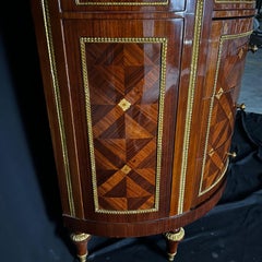 Magnificent French Louis XVI Style Marble Top Demilune Cabinet