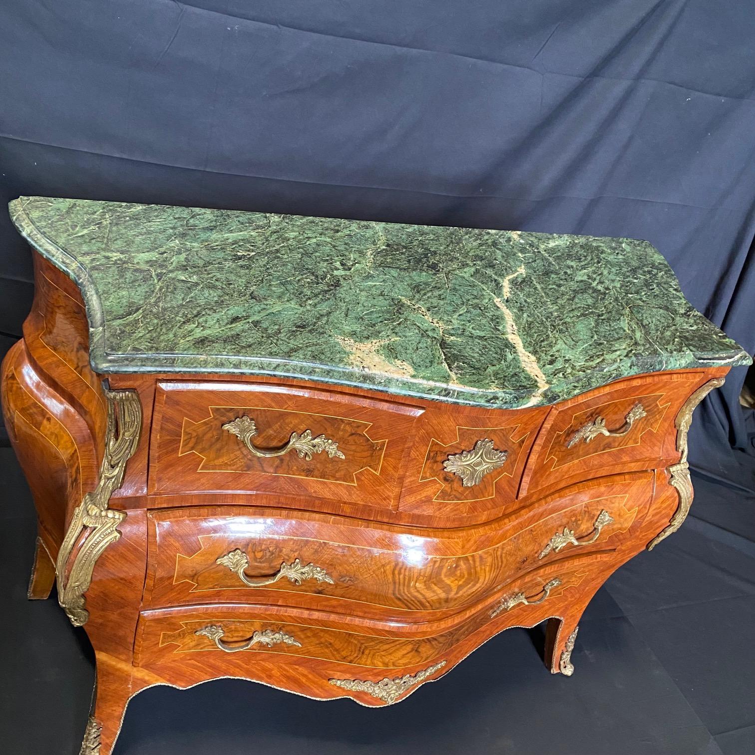 Magnificent French Marble Top Bombe Chest of Drawers or Commode For Sale 7
