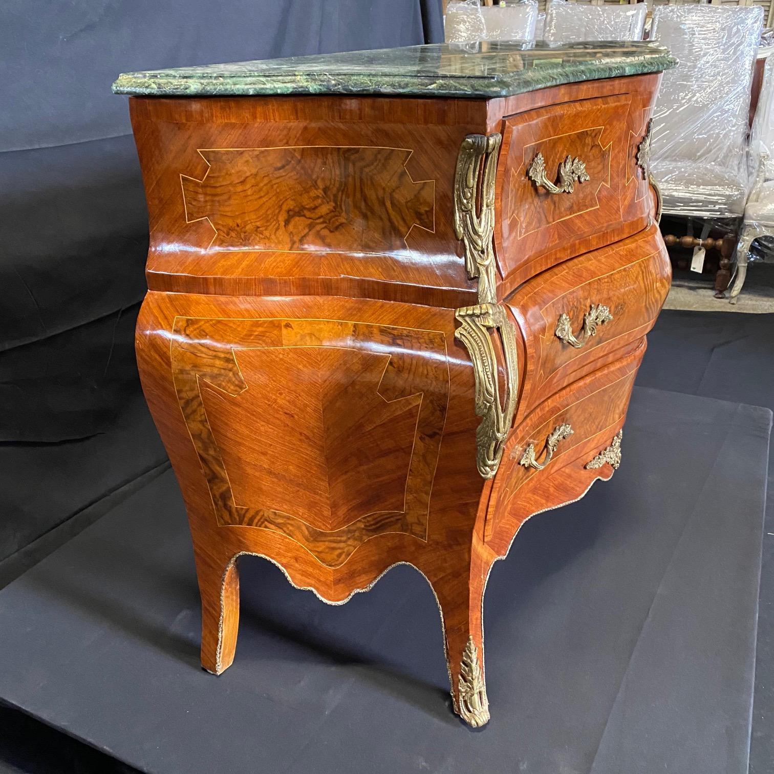 Magnificent French Marble Top Bombe Chest of Drawers or Commode For Sale 2