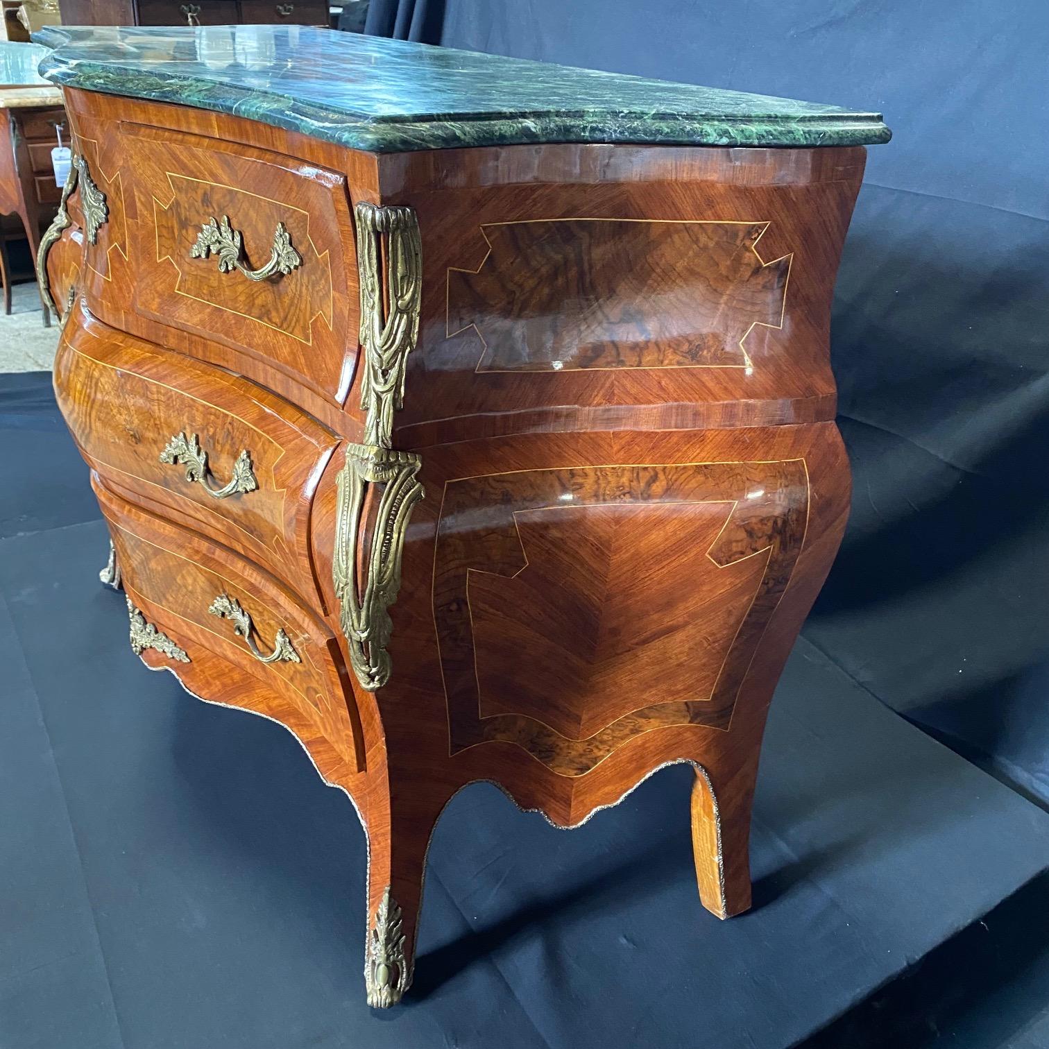 Magnificent French Marble Top Bombe Chest of Drawers or Commode For Sale 3