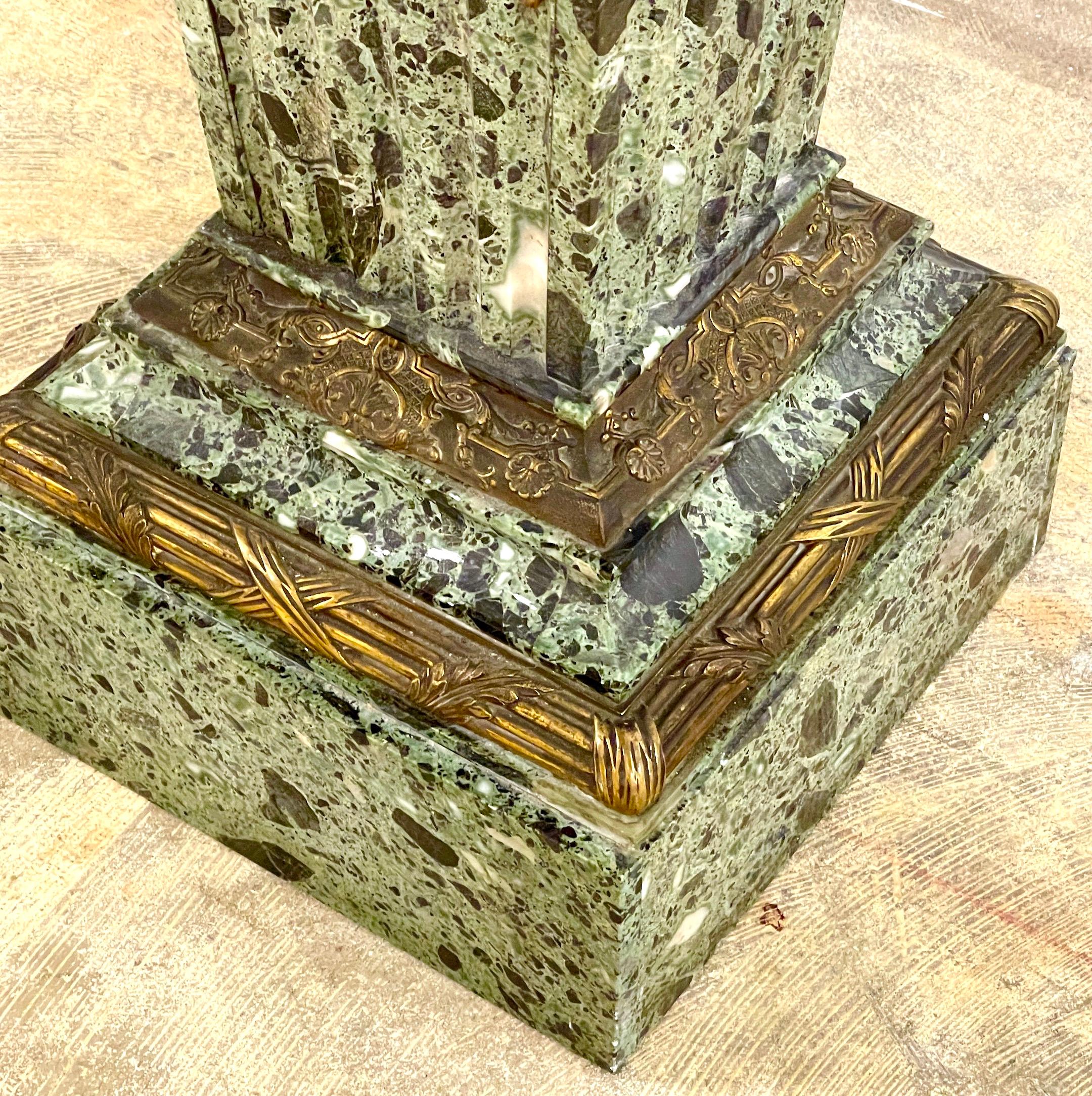 Magnificent French Neoclassical Ormolu Mounted Verdigris Marble Pedestal For Sale 7